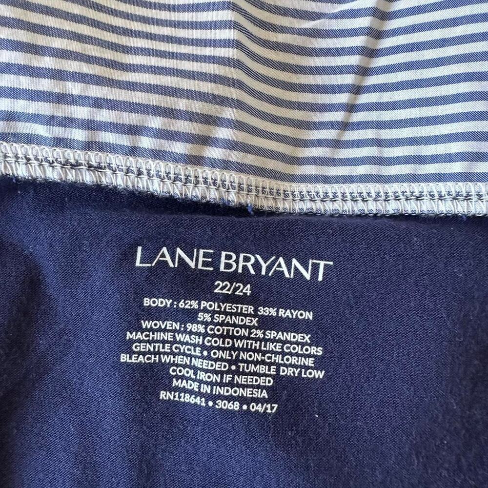 Lane Bryant Top Womens Size 22 Navy White Nautical Fisherman Coastal Summer Sun - Picture 7 of 7